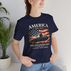 America 250th Submarine 125th Flag T-Shirt — Vintage USA Military Tee