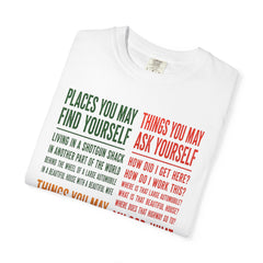 Lyric Quote Graphic T-Shirt — 'Places You May Find Yourself / Things You May Ask Yourself'