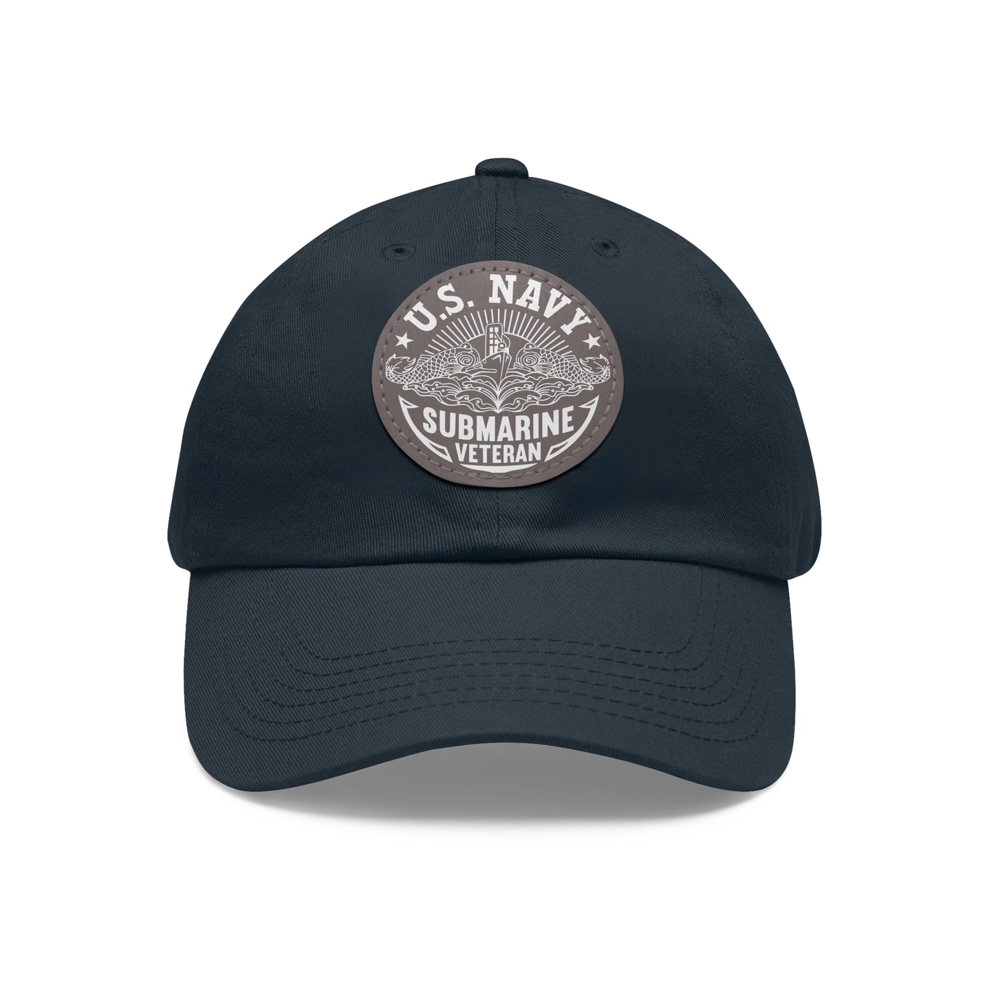 United States Navy Submarine Veteran Dad Hat with Leather Patch (Round) / Dolphins / Submarine Breast Insignia