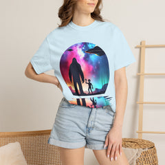 Bigfoot & Alien Nightscape T-Shirt — Sasquatch UFO Graphic Tee