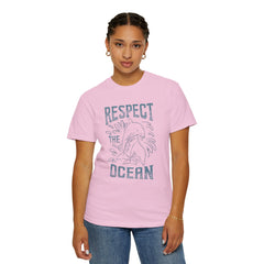 Dolphin, Respect The Ocean -  Graphic Unisex Garment-Dyed T-shirt