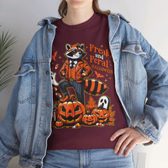 Freaky And Feral Halloween Raccoon! Graphic Unisex Heavy Cotton Tee