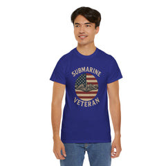 Submarine Veteran American Flag Tee | Unisex Heavy Cotton T-Shirt, Military Apparel, Veteran Gift, Patriotic Top, Casual Wear