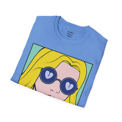NO WORRIES Glass Wearing Pop Art Blonde Girl Unisex Softstyle T Shirt