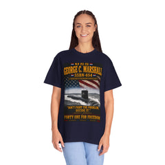 USS George C. Marshall SSBN-654 Submarine T-Shirt — "Don't Fight the Problem, Decide It" Patriotic Navy Tee