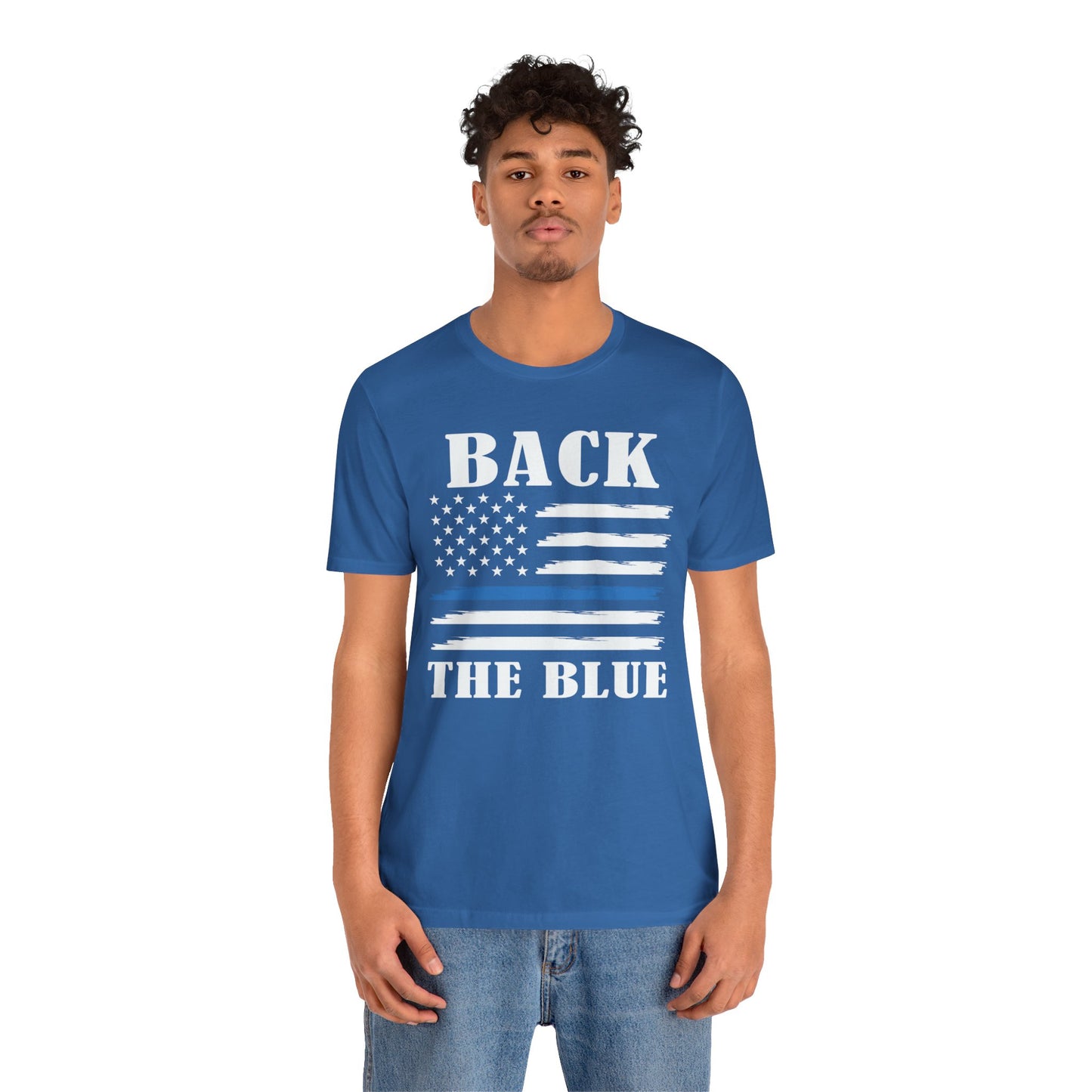 BACK THE BLUE Flag, Graphic Unisex Short Sleeve Tee