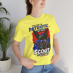 Personalized With Your Dogs Image and Name Patriotic Unisex Jersey Short Sleeve Tee