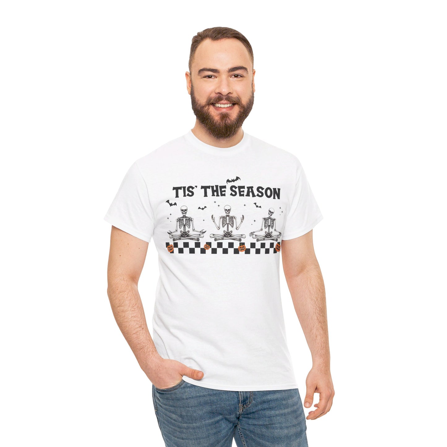 Tis The Season Skeletons Halloween - Graphic Unisex Heavy Cotton Tee