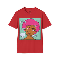 HOT Pink Cotton Candy Haired Pop Art Lady Unisex Softstyle T-Shirt