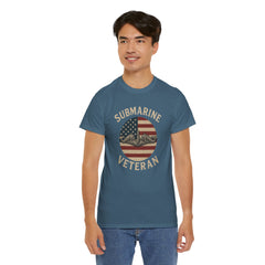 Submarine Veteran American Flag Tee | Unisex Heavy Cotton T-Shirt, Military Apparel, Veteran Gift, Patriotic Top, Casual Wear