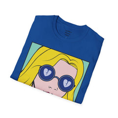 NO WORRIES Glass Wearing Pop Art Blonde Girl Unisex Softstyle T Shirt