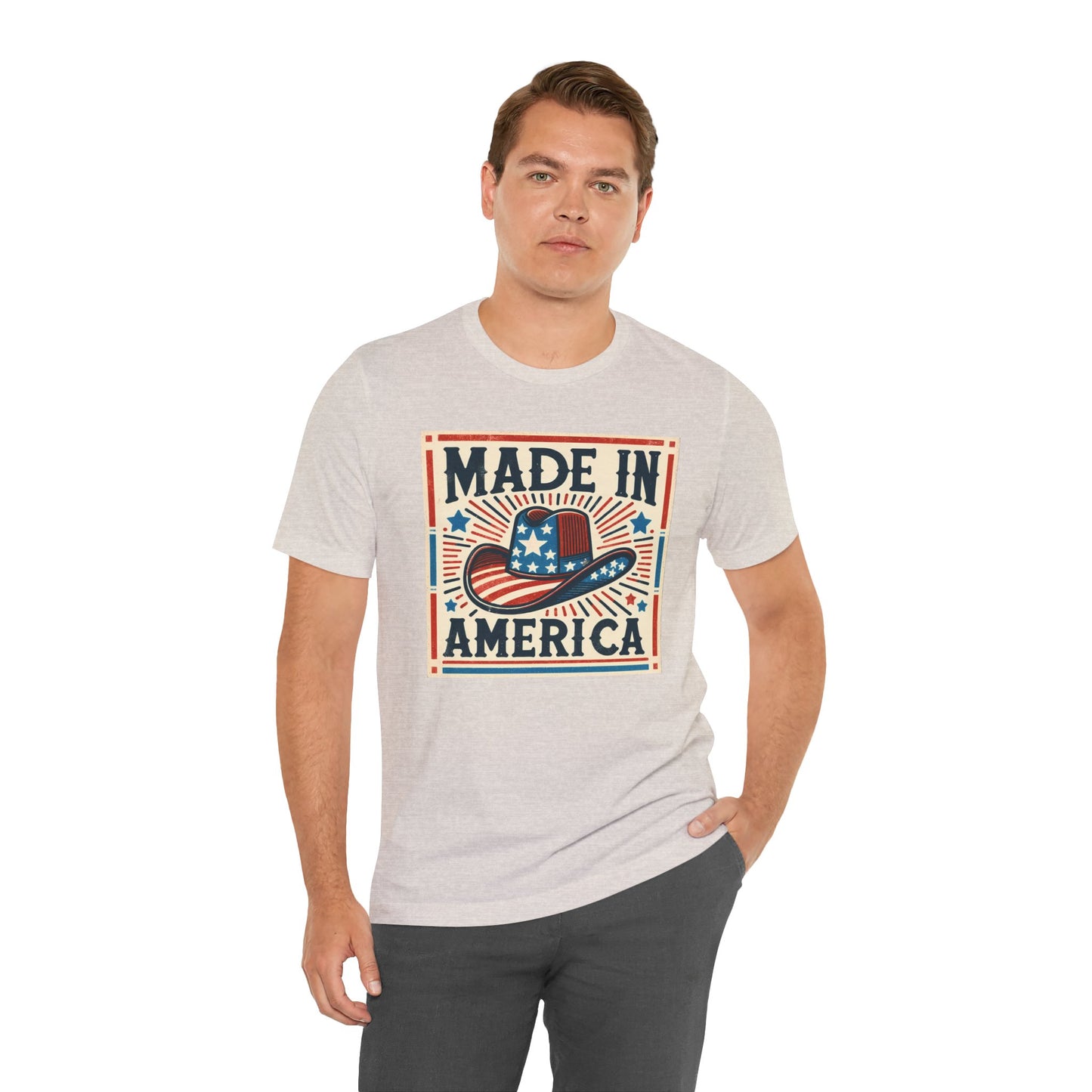 Made In America Cowboy Hat Graphic, Unisex Jersey Short Sleeve Tee