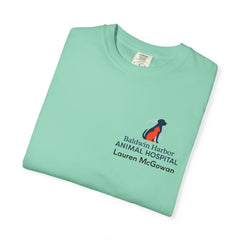 Lauren McGowan Front Logo Back Graphic Baldwin Harbor Animal Hospital "Who Let the Dogs Out?" Tee