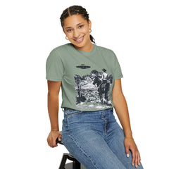 UFO Meets Cowboy Unisex Garment Shirt -Dyed  T Shirt