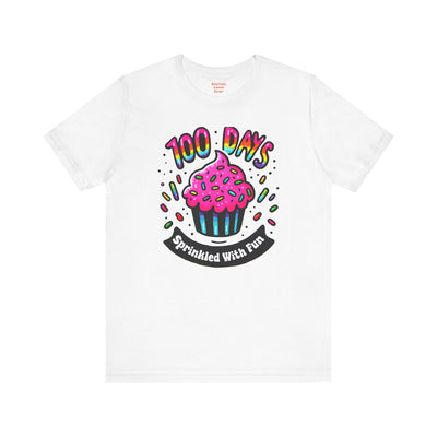 100 DAYS Sprinkled With Fun - Unisex Short Sleeve Tee | Elementary School Holiday, Teacher Apparel, Kids Motivation, Days Checked Off