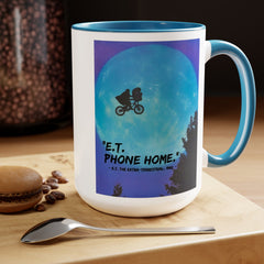 ET Phone Home Mug: 15oz Two-Tone, Retro Movie, Pop Culture Gift