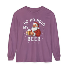 Festive Santa Claus Long Sleeve T-Shirt - "Ho Ho Hold My Beer"