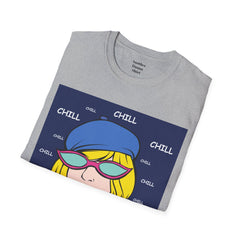 Chill Girl Unisex Softstyle T-Shirt  Pop Art Girl Wearing Sunglasses