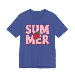 Summer Strawberry T-Shirt — Cute Pink Graphic Tee with Strawberry "SUMMER" Design