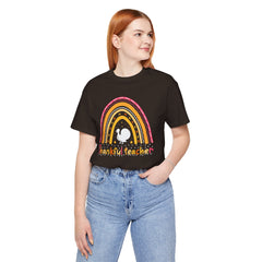 Thankful Teacher T‑Shirt – Retro Rainbow Turkey Teacher Appreciation Tee