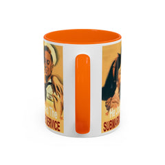 Mug - Vintage He Joined The Submarine Service Unique Tri Panel Image Accent Coffee Mug (11, 15oz)