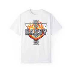 GO DADDY graphic, Comfort Colors 1717, unisex garment-dyed t-shirt, retro graphic tee, gift for him, Birthday gift tee, Vintage checkered graphic tee, Flames Tee, Fathers Day Shirt