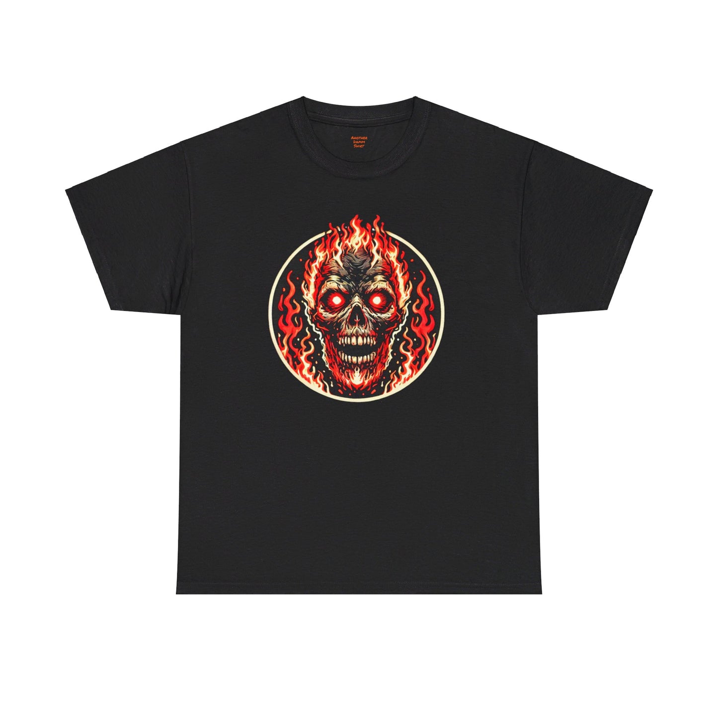 Flaming Fire Skull - Graphic Unisex Heavy Cotton Tee