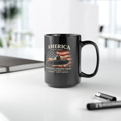 125th Submarine Service Coffee Mug — America 1776–2026 250th Anniversary Tribute (Black)