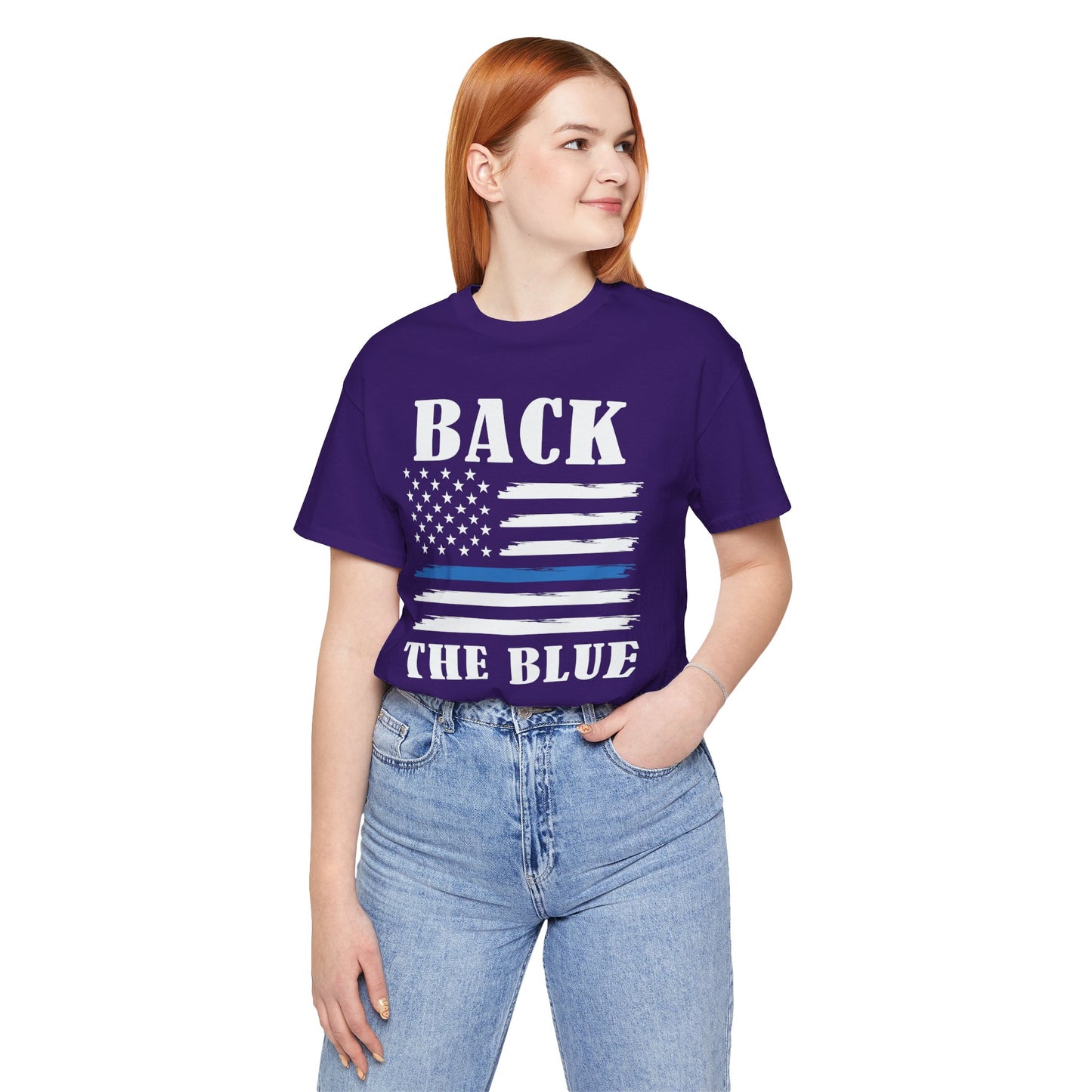 BACK THE BLUE Flag, Graphic Unisex Short Sleeve Tee