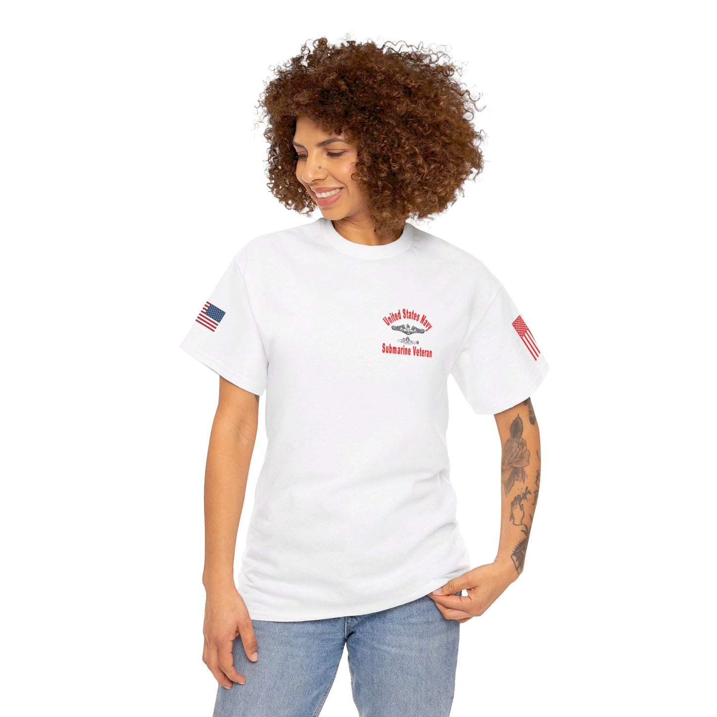 SUBMARINER RED Friday T Shirt with Fouled Anchor, American Flag, FBM / Boomer Silhouette. Remember Everyone Deployed, Dolphins