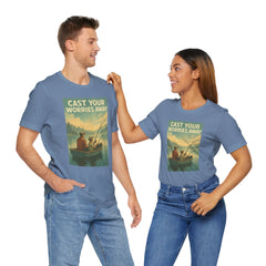Relaxing Fishing Tee - Cast Your Worries Away, Unisex Casual Shirt, Perfect Gift for Dad, Outdoor Lovers, Fishing Trips, Summer Vibes