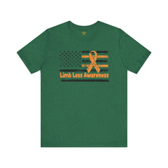 Limb Loss Awareness Flag - Unisex Short Sleeve Tee,Amputee Awareness,Gift For Him,Gift For Her,Unique Amputee Gift,Awareness Ribbon