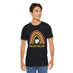 Thankful Teacher T‑Shirt – Retro Rainbow Turkey Teacher Appreciation Tee
