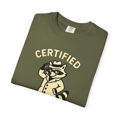 Certified Shenanigans Specialist T-Shirt | Funny Unisex Tee, Casual Wear, Gift for Raccoon Lovers, Cute Animal Shirt, Quirky Apparel