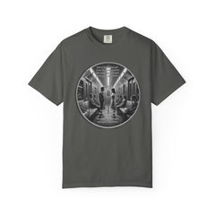 Don;t Stop Believing Subway Reflection T-Shirt — Vintage Black & White Urban Photo Tee