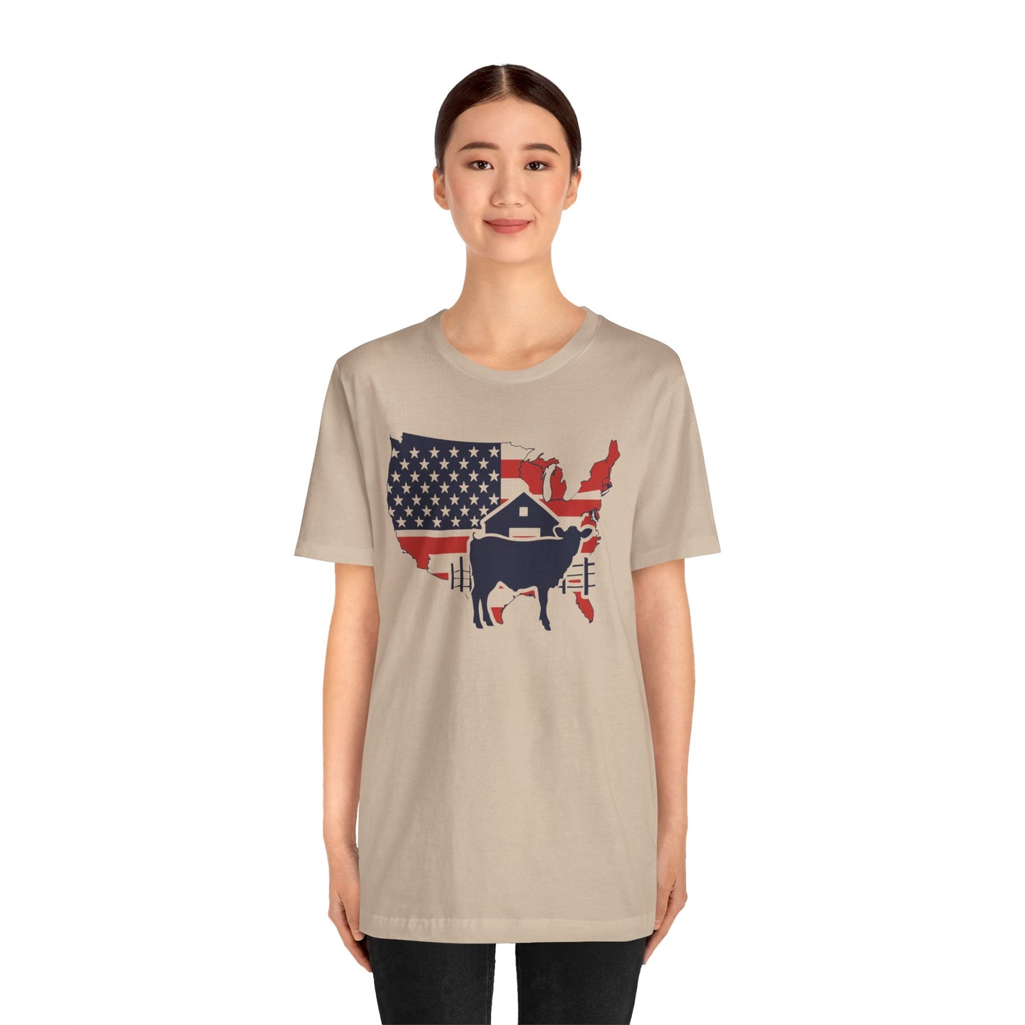 Red White and Blue Farmer Graphic, Unisex Jersey Short Sleeve Tee