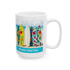 Surfboard meeting Floral Ceramic Mug - Beach Vibes for Coffee Lovers