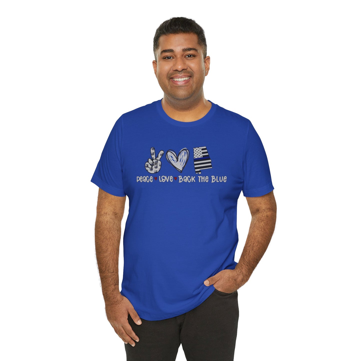 Peace Love Back The Blue in Alabama, Graphic Unisex Short Sleeve Tee