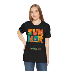 Summer Graphic Tee — Colorful Tropical "SUMMER" Typography T-Shirt