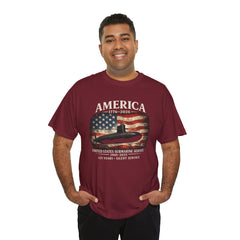 America 250th Submarine 125th Flag T-Shirt — Vintage USA Military Tee
