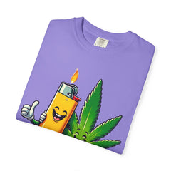 Vintage 'Lighter & Weed' Graphic T-Shirt — Relaxed Stoner/Cannabis Tee