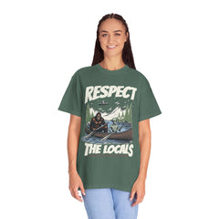 Bigfoot and Alien Outdoor Canoe Adventure - Respect The Locals T-Shirt