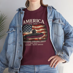 America 250th Submarine 125th Flag T-Shirt — Vintage USA Military Tee