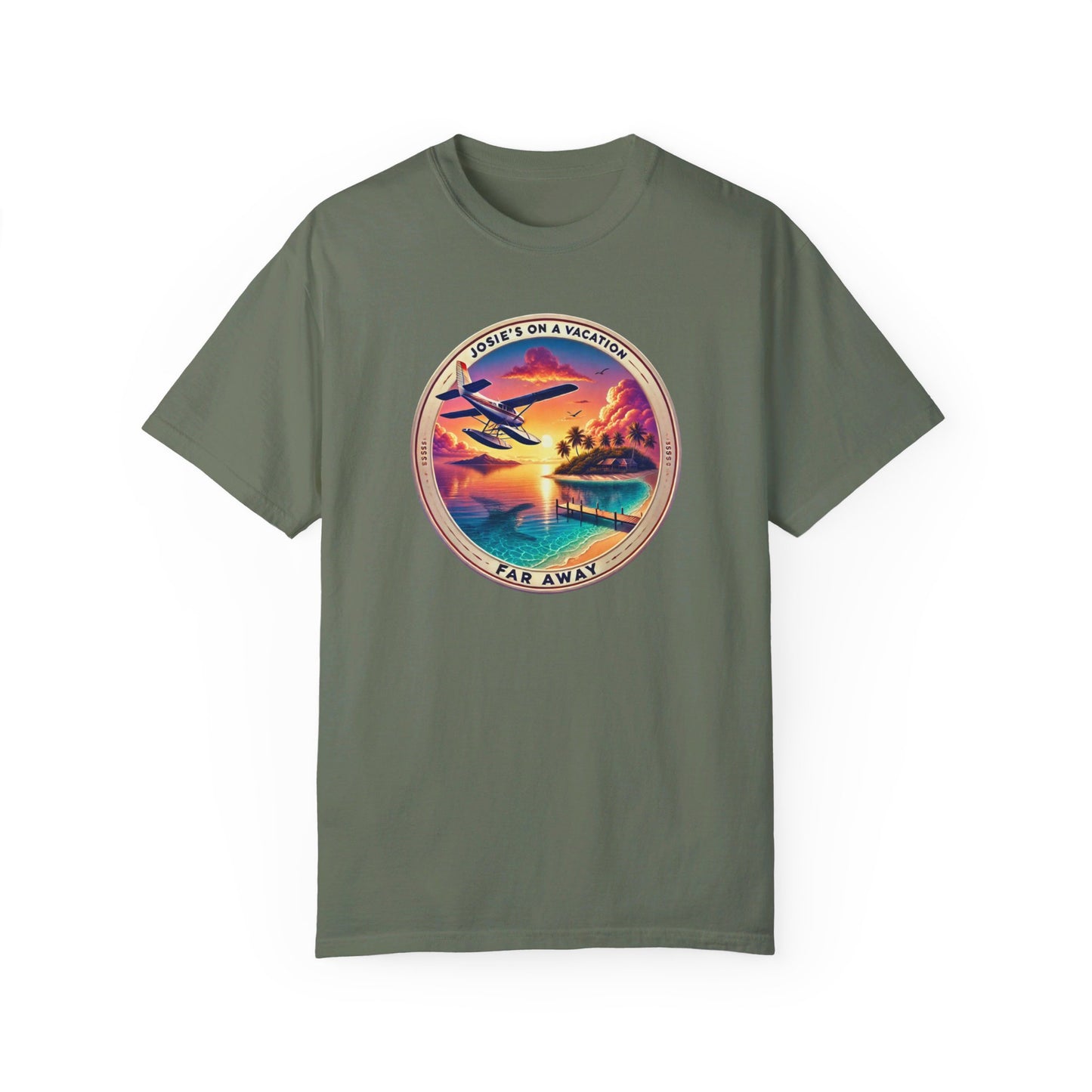 Josies On A Vacation Far Away Graphic Unisex Garment-Dyed T-shirt