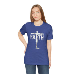 Faith Cross Prosthetic Leg T‑Shirt — Amputee Inspirational Christian Tee