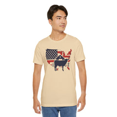 Red White and Blue Farmer Graphic, Unisex Jersey Short Sleeve Tee