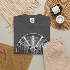 Don;t Stop Believing Subway Reflection T-Shirt — Vintage Black & White Urban Photo Tee