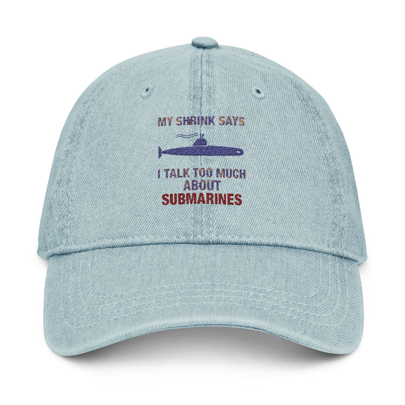 Submarine Lover's Embroidered Denim Hat | Casual Cap for Unique Gifts, Ocean Lovers, Nautical Style, Dad Hats, Summer Fashion