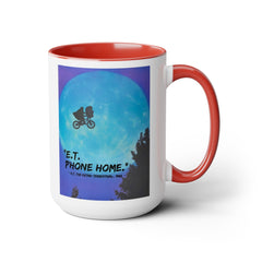 ET Phone Home Mug: 15oz Two-Tone, Retro Movie, Pop Culture Gift