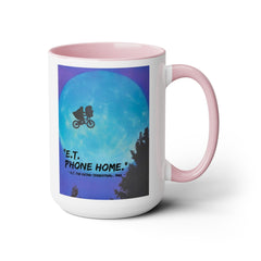 ET Phone Home Mug: 15oz Two-Tone, Retro Movie, Pop Culture Gift